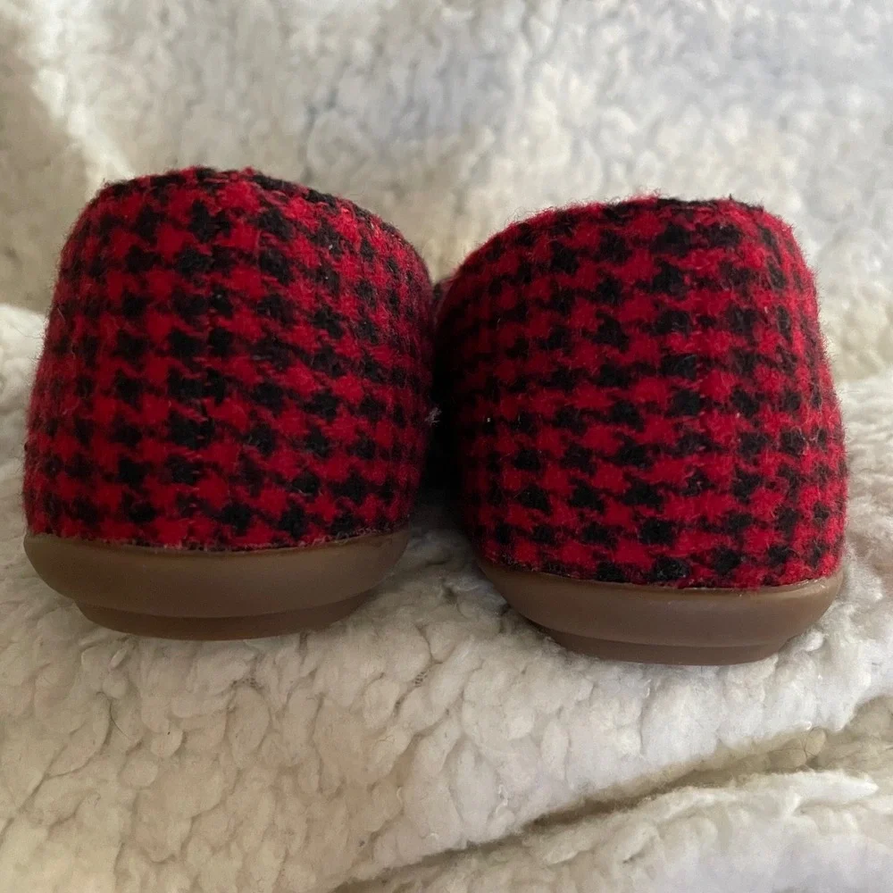 The Doll Maker Girls Red Houndstooth Bow Ballet Flats slip on‎ Shoes bow Size 5